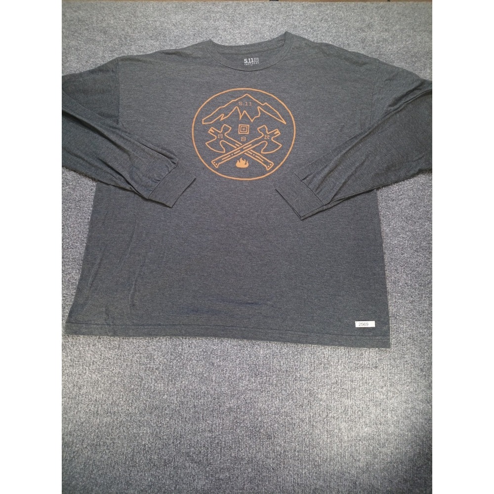 5.11 TACTICAL Crossed Axe Mountain Long-Sleeve T-Shirt, Charcoal Gray, XL